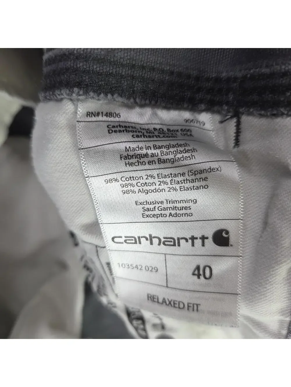 Carhartt Rugged Flex Relaxed Fit Short Size 40 Mens Gray Distressed Cargo Shorts
